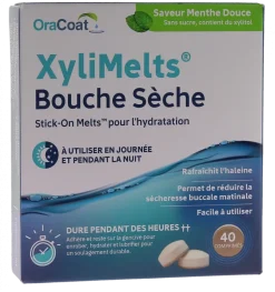 XyliMelts Comprimé adhésive contre la bouche sèche saveur menthe douce - boîte de 40 comprimés