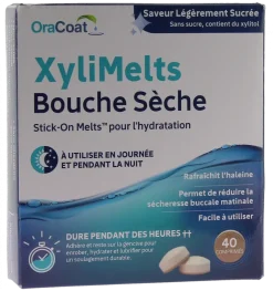 XyliMelts Pastille adhésive contre la bouche sèche saveur légèrement sucrée - boîte de 40 comprimés