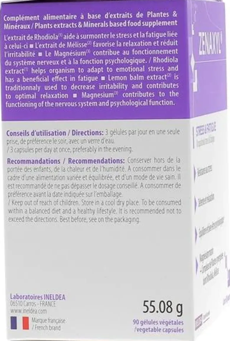Zenaxyl stress et fatigue Ineldea - boîte de 90 gélules