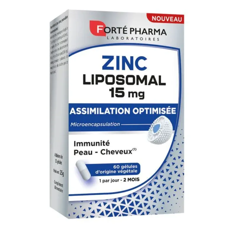 Zinc Liposomal 15 mg Forté Pharma - boîte de 60 gélules