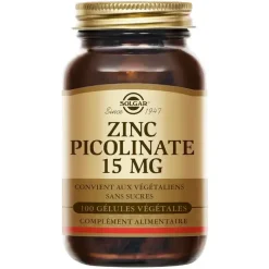 Zinc Picolinate 15mg Solgar - boîte de 100 gélules